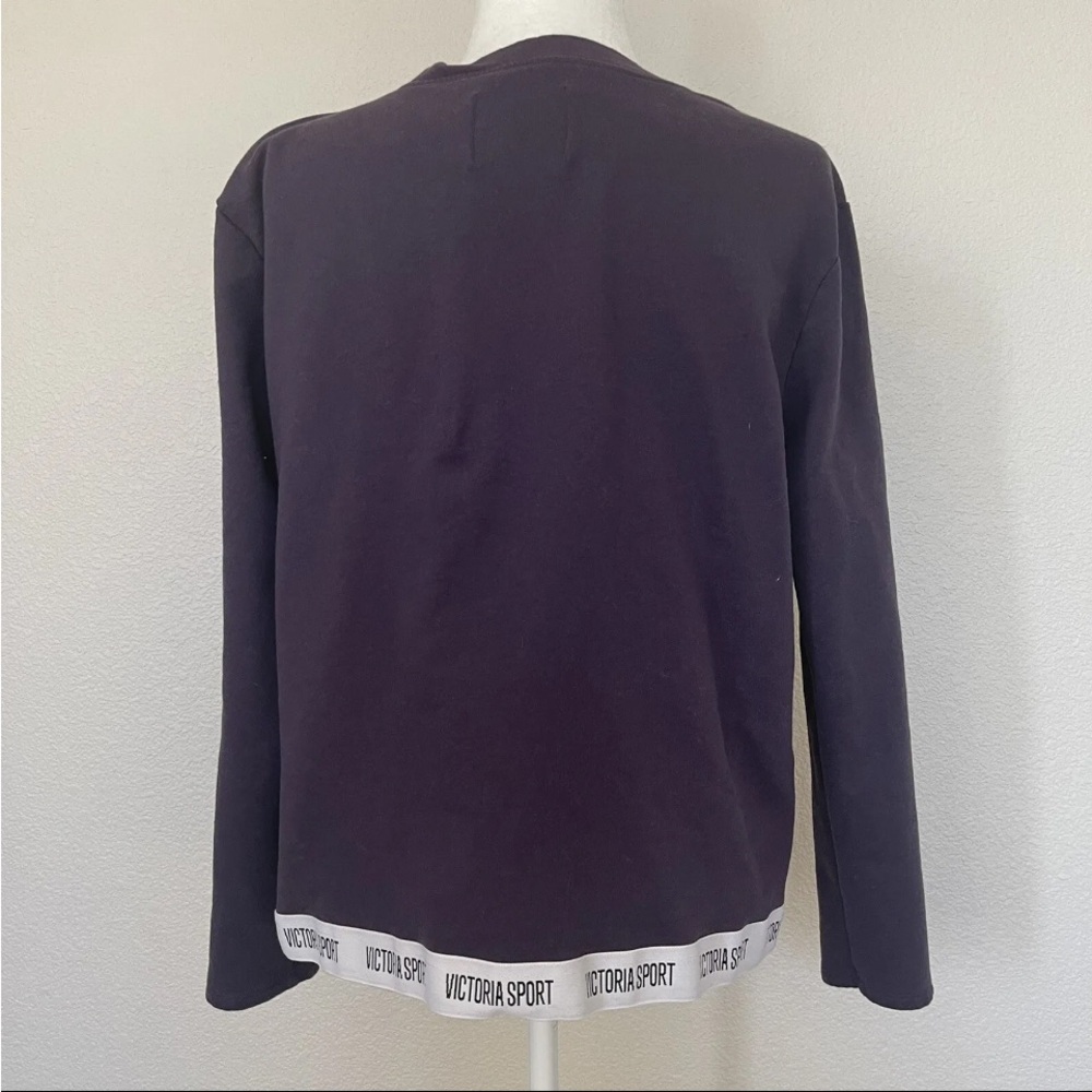 SOLD Victoria’s Secret Sport Cropped Banded Hem Pullover Sweater Top Deep Purple - Picture 2 of 5